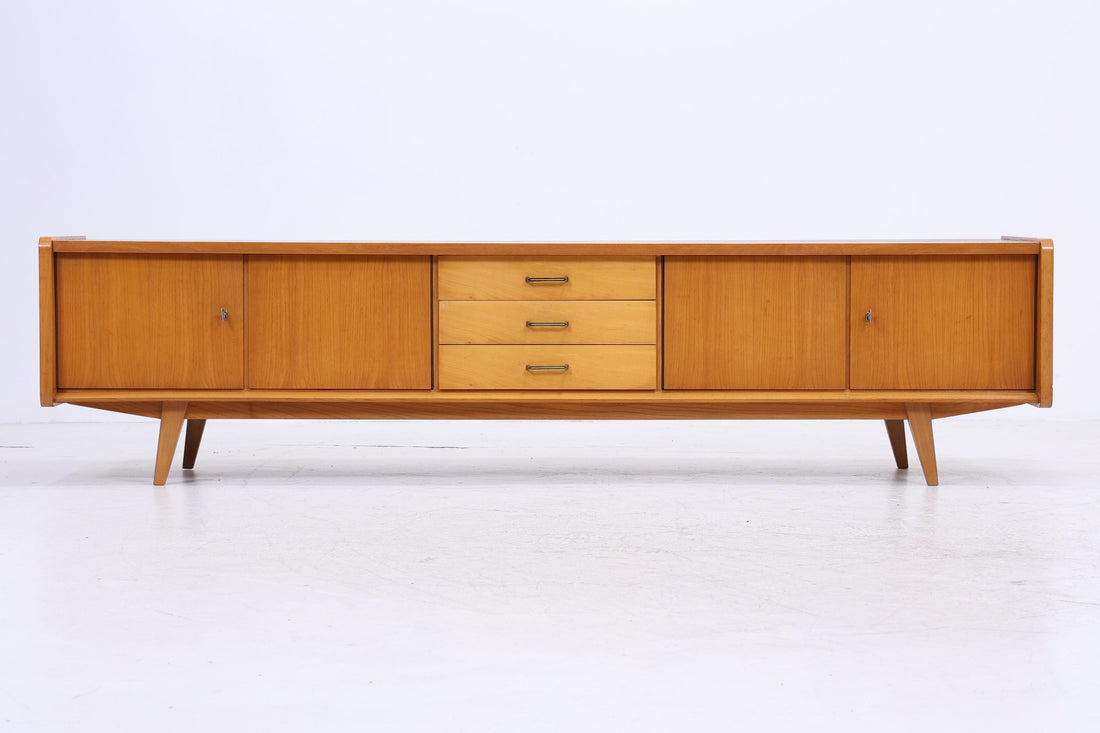 Vintage Lowboard 60er Jahre | Mid Century Sideboard mit Schubladen &amp; Fächern  Retro Holz Aufbewahrung