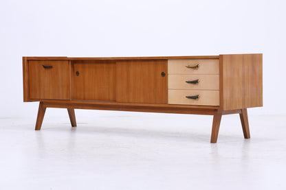 Vintage Lowboard 60er Jahre | Mid Century Sideboard mit Schubladen &amp; Fächern  Retro Holz Aufbewahrung