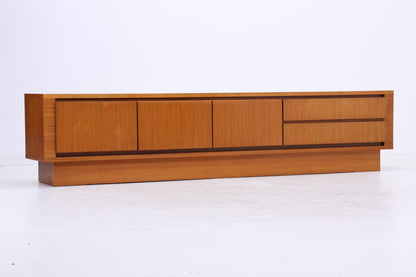 Vintage Teak Lowboard 60er Jahre | Mid Century Sideboard mit Schubladen &amp; Fächern Holz Aufbewahrung