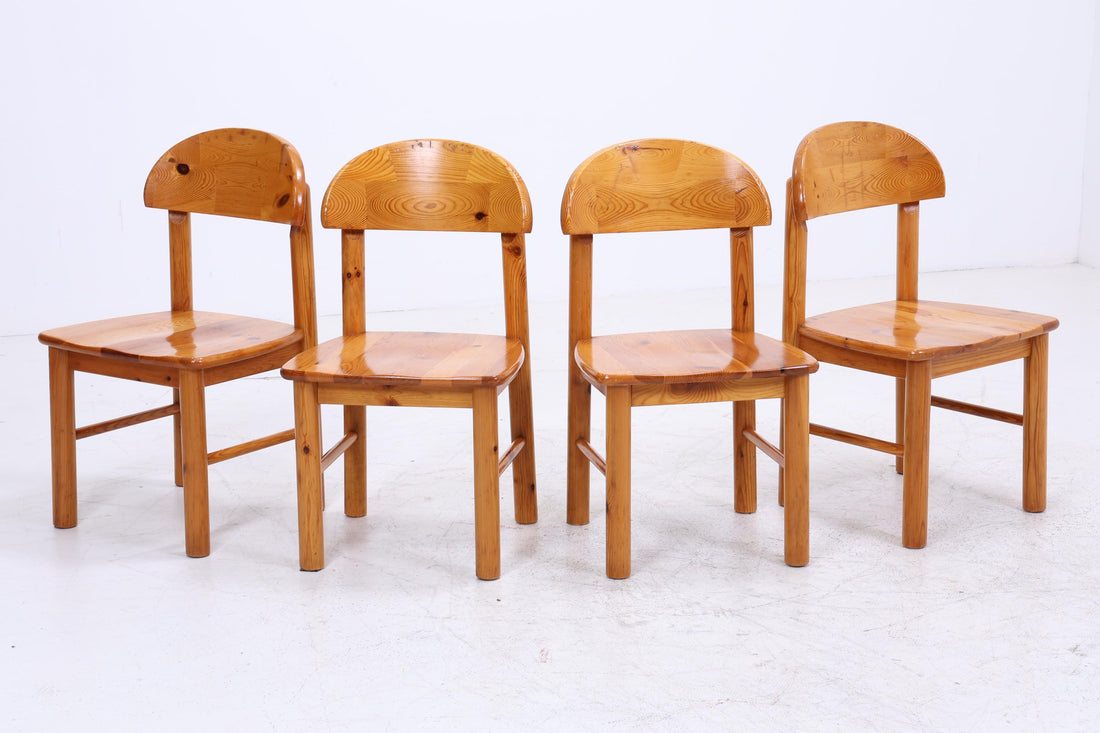 4er Set Holzstühle von Rainer Daumiller, 1970er  | Mid Century Küchen Stuhl Esszimmerstühle Vintage Retro