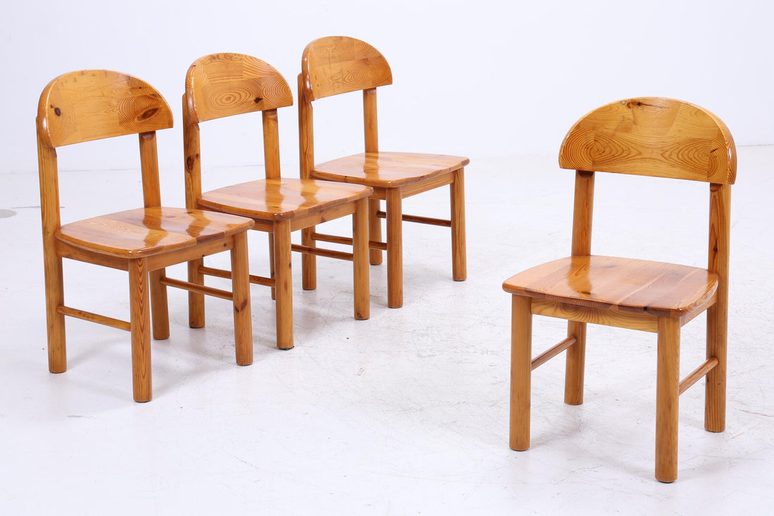 4er Set Holzstühle von Rainer Daumiller, 1970er  | Mid Century Küchen Stuhl Esszimmerstühle Vintage Retro