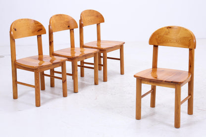 4er Set Holzstühle von Rainer Daumiller, 1970er  | Mid Century Küchen Stuhl Esszimmerstühle Vintage Retro