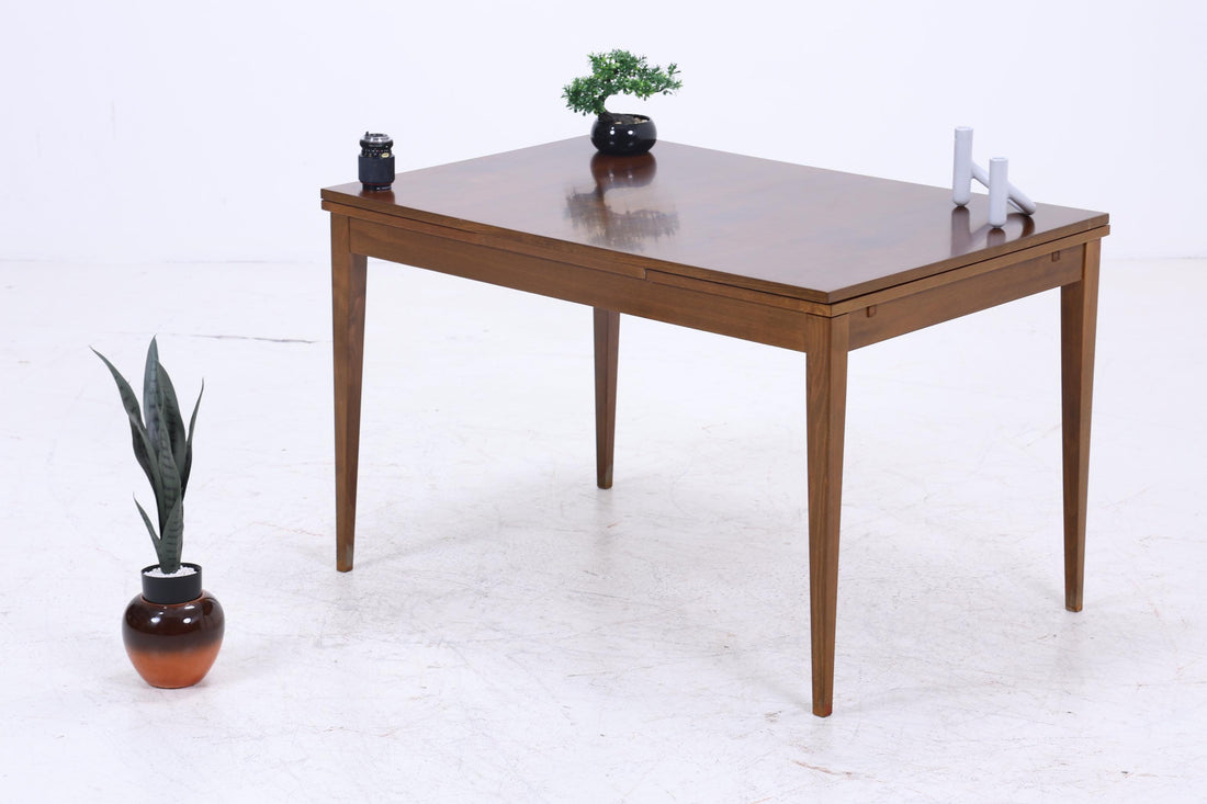 Wunderschöner Nussbaum Mid-Century Esstisch | Vintage Ausziehbarer Küchentisch 1960er Holz