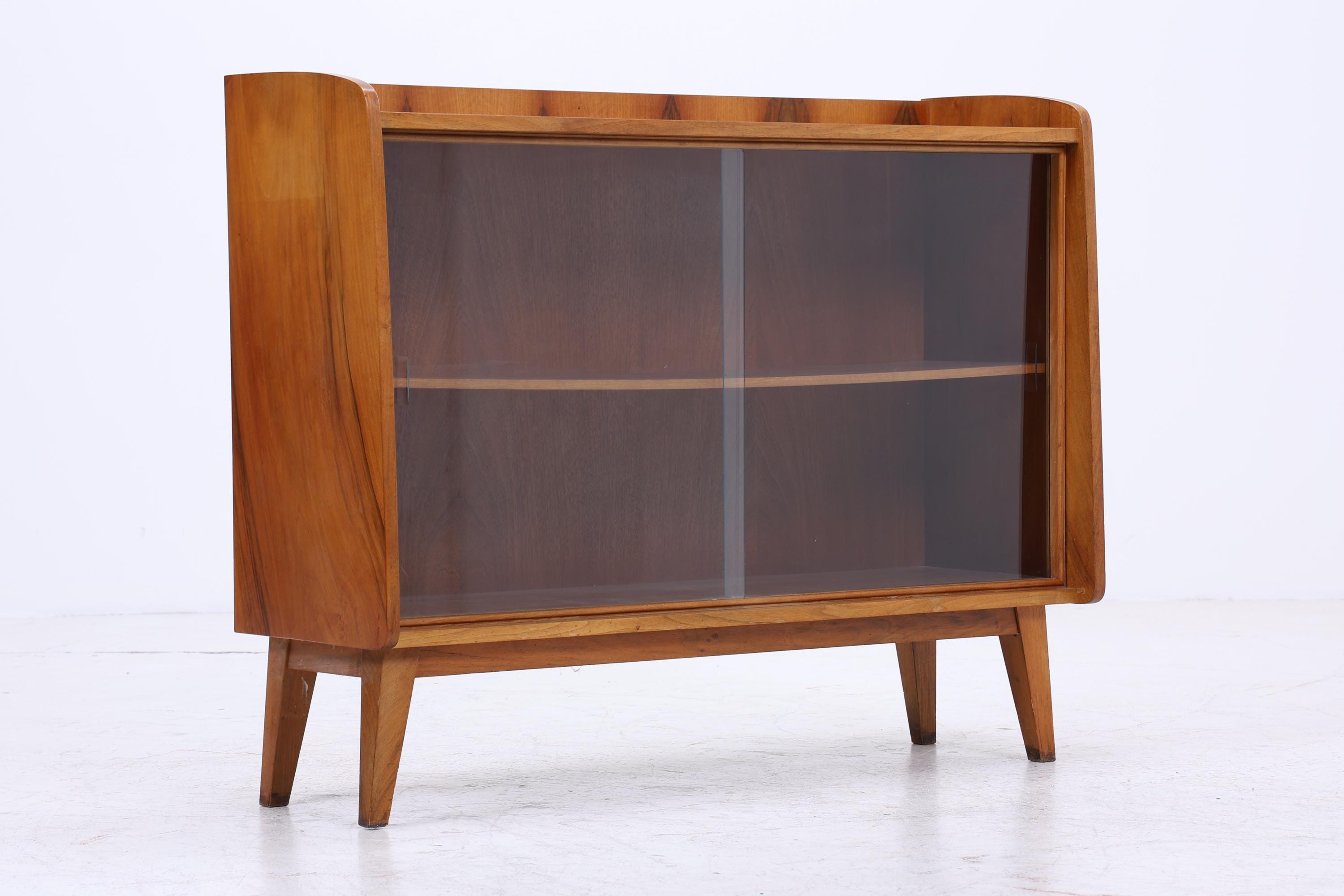 Vintage Kommode mit Glastüren 60er Jahre | Mid Century Vitrine Flur Schrank | Retro 70er Holz