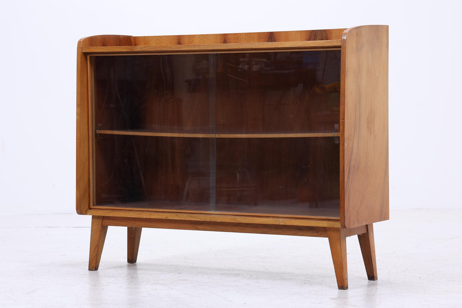 Vintage Kommode mit Glastüren 60er Jahre | Mid Century Vitrine Flur Schrank | Retro 70er Holz