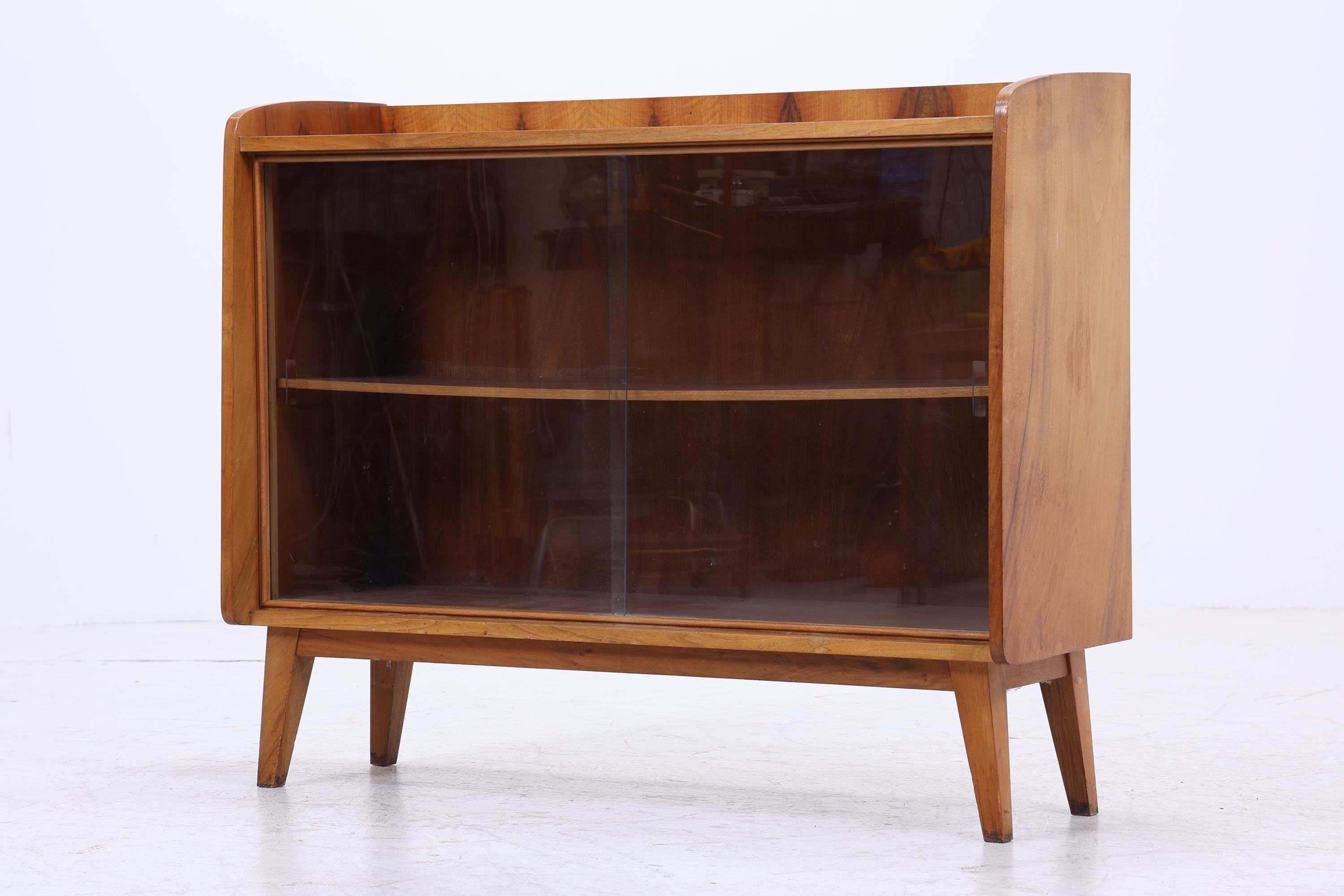 Vintage Kommode mit Glastüren 60er Jahre | Mid Century Vitrine Flur Schrank | Retro 70er Holz