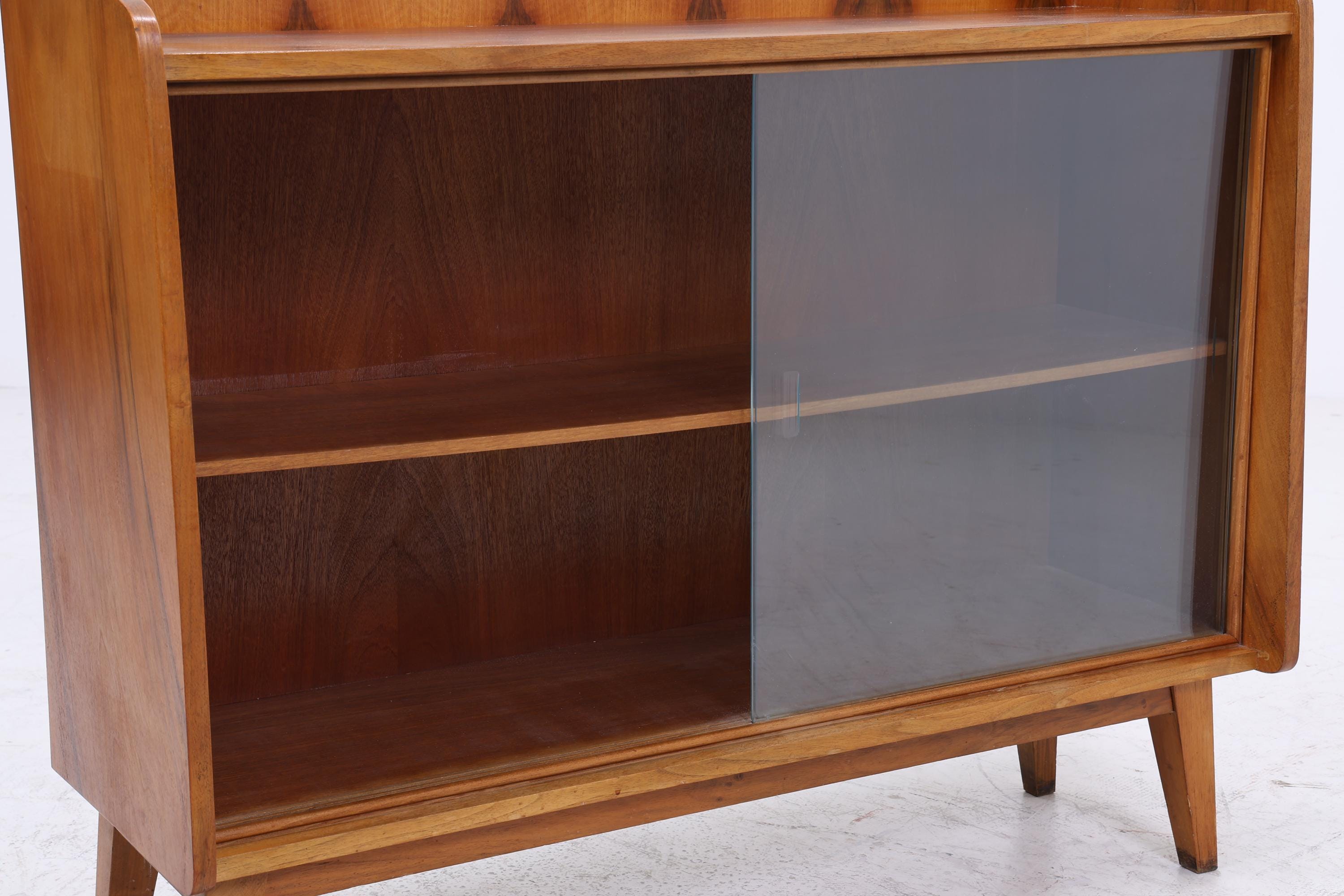 Vintage Kommode mit Glastüren 60er Jahre | Mid Century Vitrine Flur Schrank | Retro 70er Holz