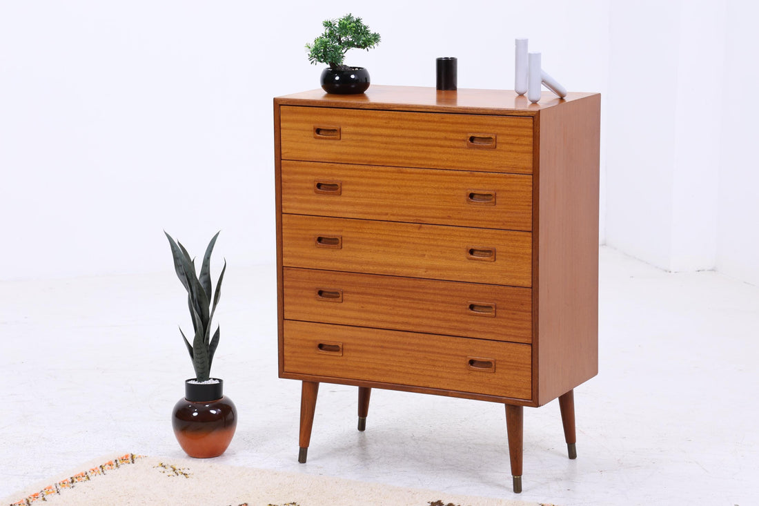Vintage Teak Schubladen Kommode | Mid Century Schrank Holz Aufbewahrung 60er Jahre Herrenkommode