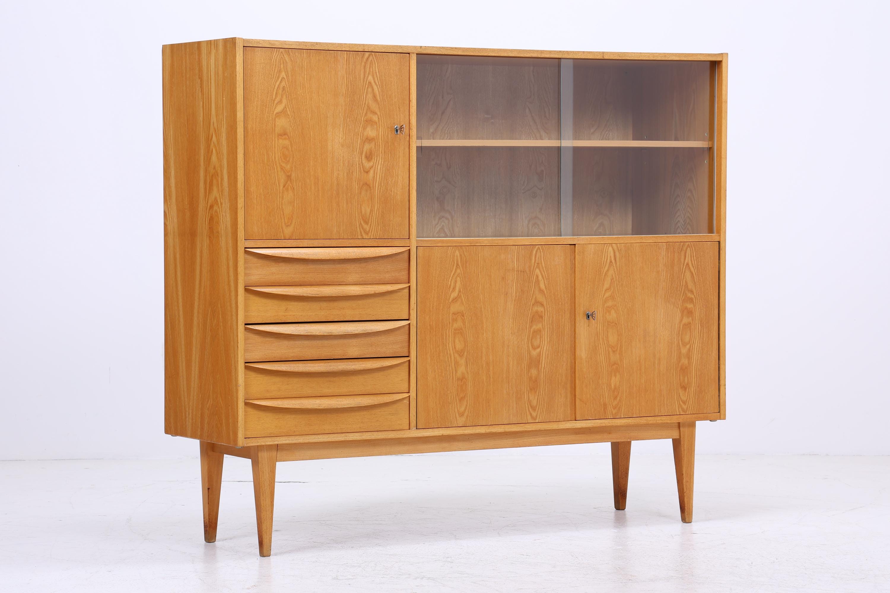 Hellerau Vintage Vitrine | Mid Century Highboard Serie 602 Franz Ehrlich Schrankwand Schrank Aufbewahrung