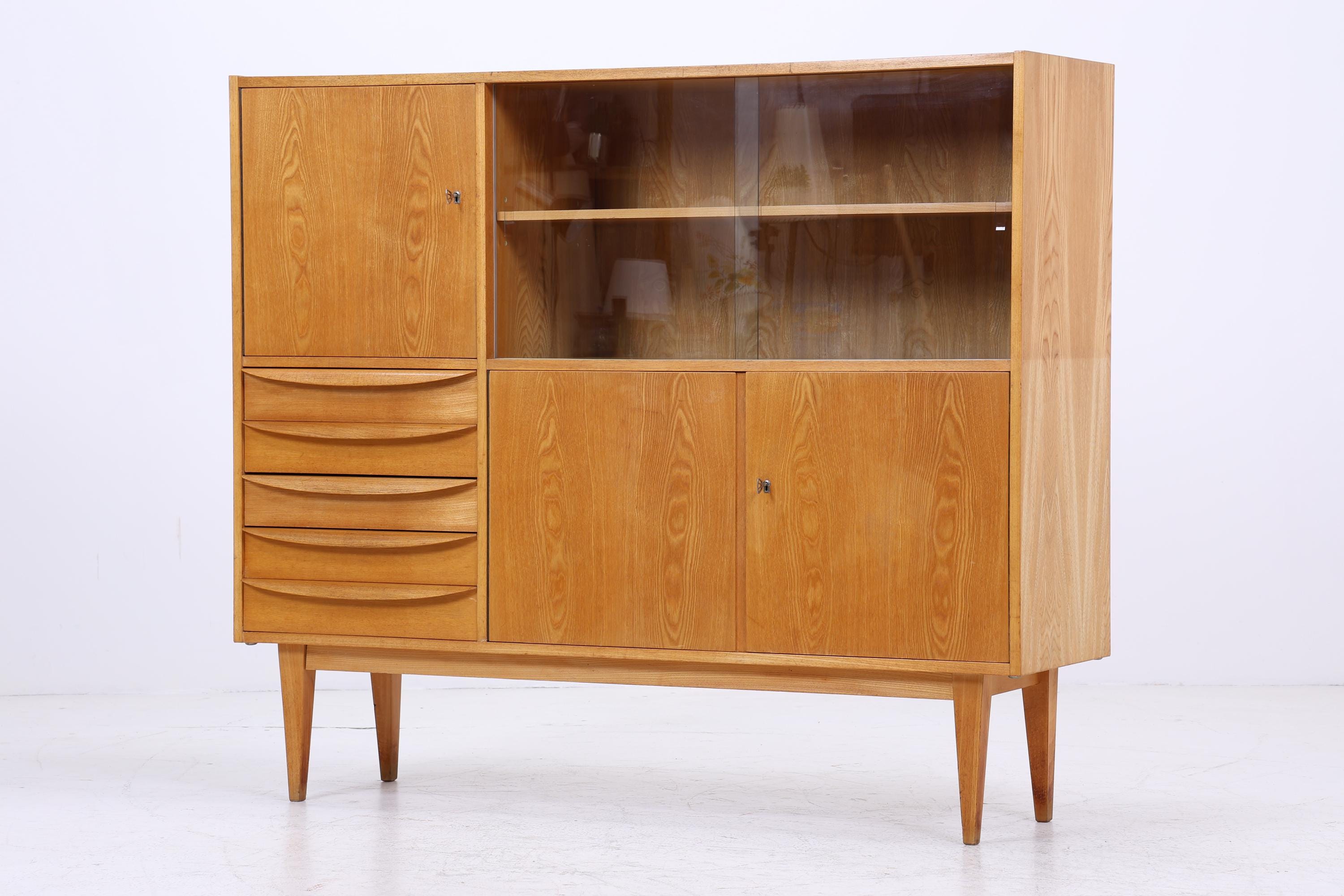 Hellerau Vintage Vitrine | Mid Century Highboard Serie 602 Franz Ehrlich Schrankwand Schrank Aufbewahrung
