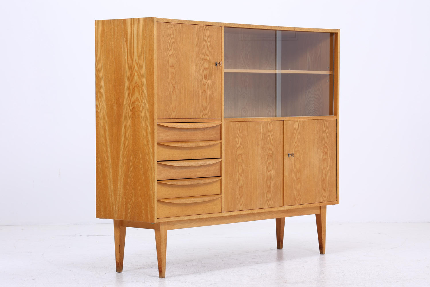 Hellerau Vintage Vitrine | Mid Century Highboard Serie 602 Franz Ehrlich Schrankwand Schrank Aufbewahrung