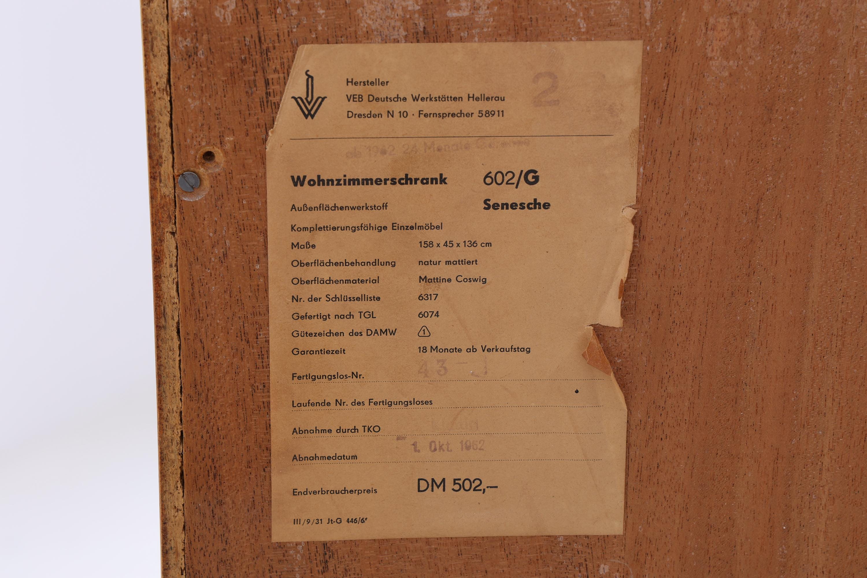 Hellerau Vintage Vitrine | Mid Century Highboard Serie 602 Franz Ehrlich Schrankwand Schrank Aufbewahrung