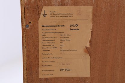 Hellerau Vintage Vitrine | Mid Century Highboard Serie 602 Franz Ehrlich Schrankwand Schrank Aufbewahrung