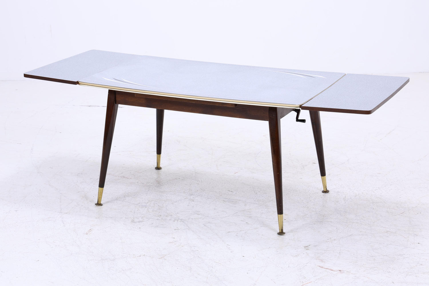 Vintage Kurbeltisch 60er Jahre | Mid Century ausziehbarer Resopal im Hochglanz Stil Couchtisch Tisch Retro 70er