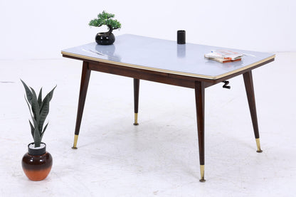 Vintage Kurbeltisch 60er Jahre | Mid Century ausziehbarer Resopal im Hochglanz Stil Couchtisch Tisch Retro 70er