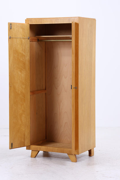 Schmaler Vintage Kleiderschrank | Mid Century Wäscheschrank | 60er Jahre Schrank | mit 1 Kleiderstange
