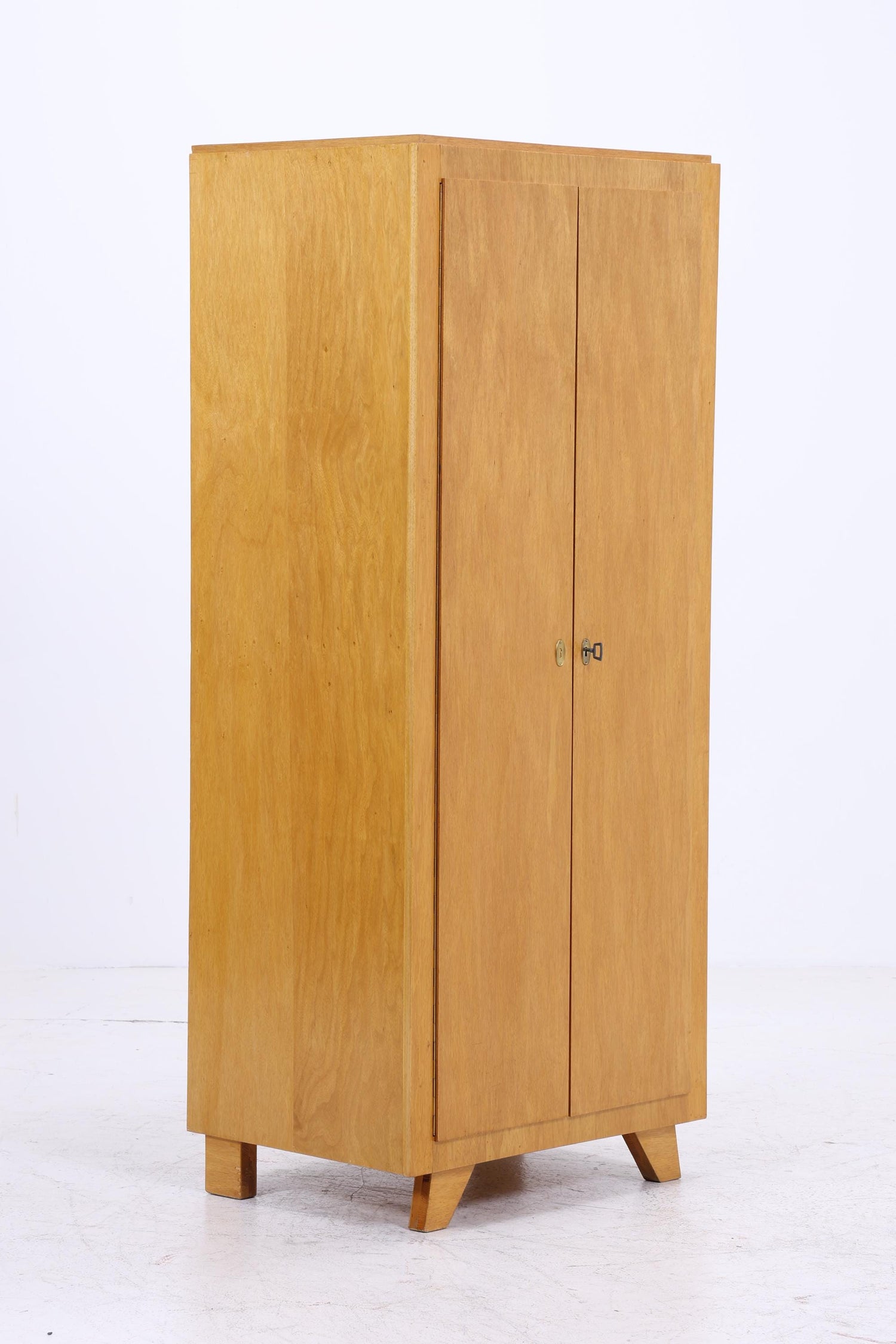 Schmaler Vintage Kleiderschrank | Mid Century Wäscheschrank | 60er Jahre Schrank | mit 1 Kleiderstange