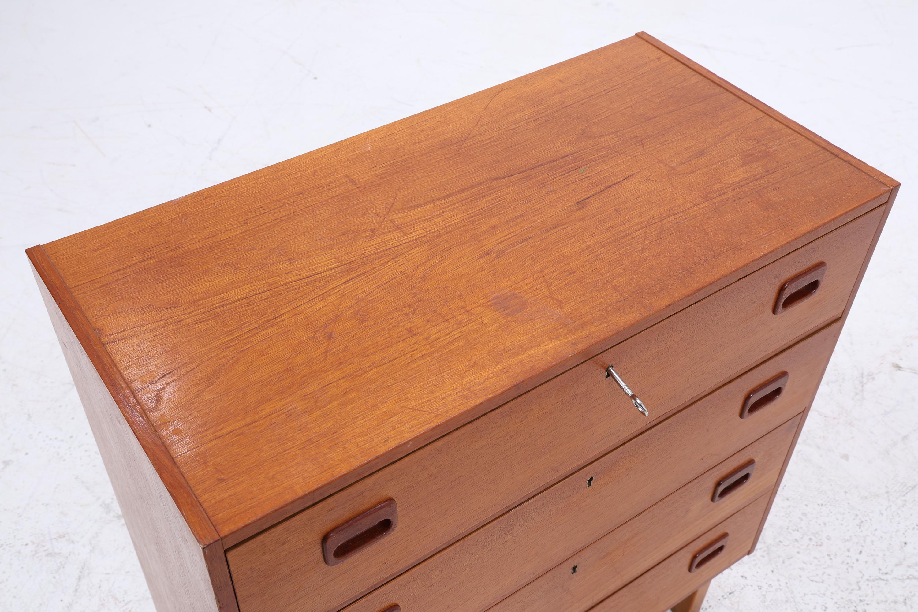 Vintage Teak Schubladen Kommode | Mid Century Schrank Holz Aufbewahrung 60er Jahre Herrenkommode