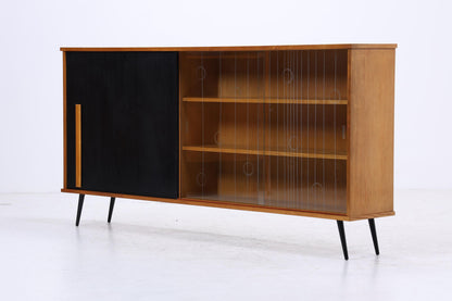 Vintage Glas Highboard 60er Jahre |  Mid Century Sideboard Vitrine Holz Design