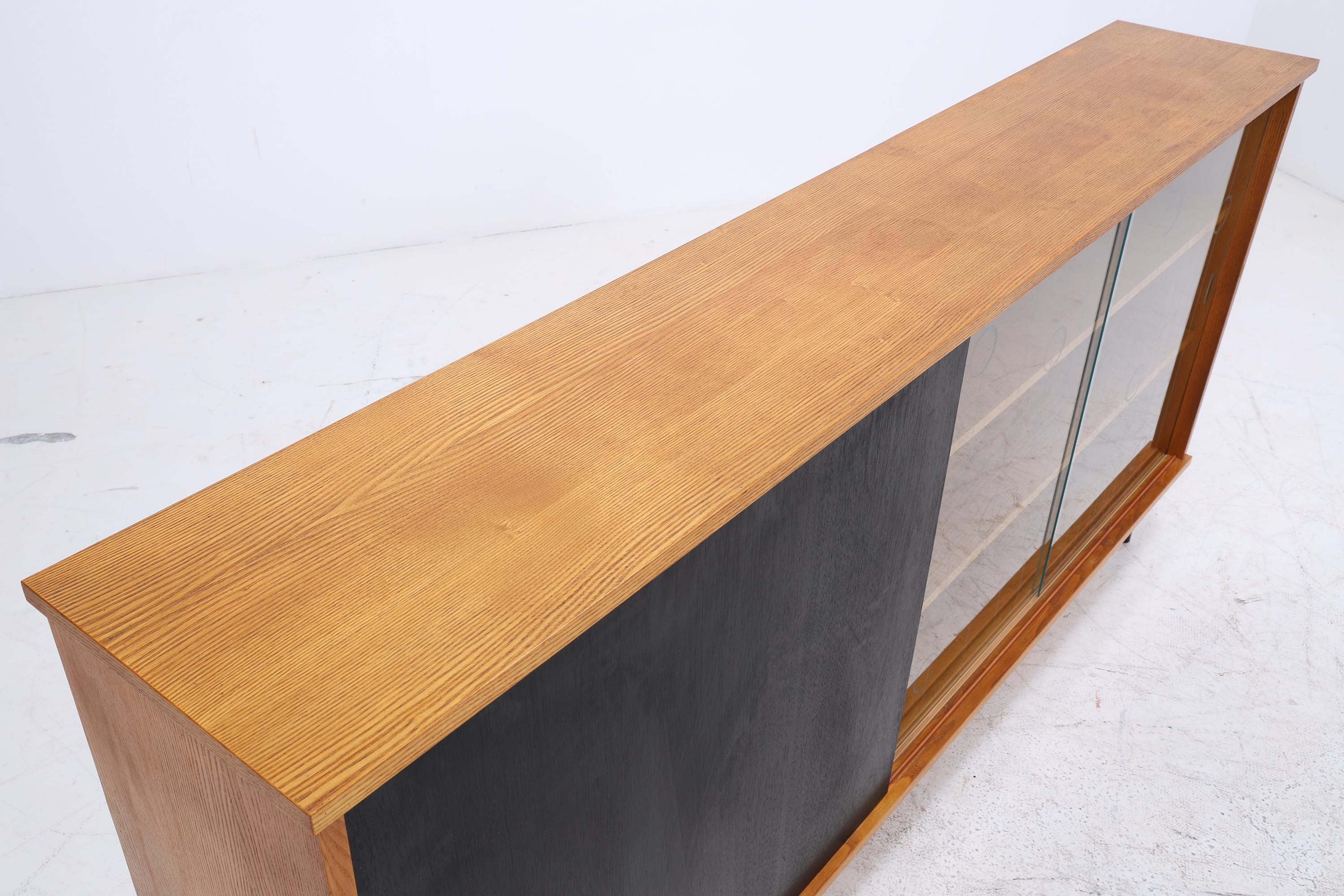 Vintage Glas Highboard 60er Jahre |  Mid Century Sideboard Vitrine Holz Design