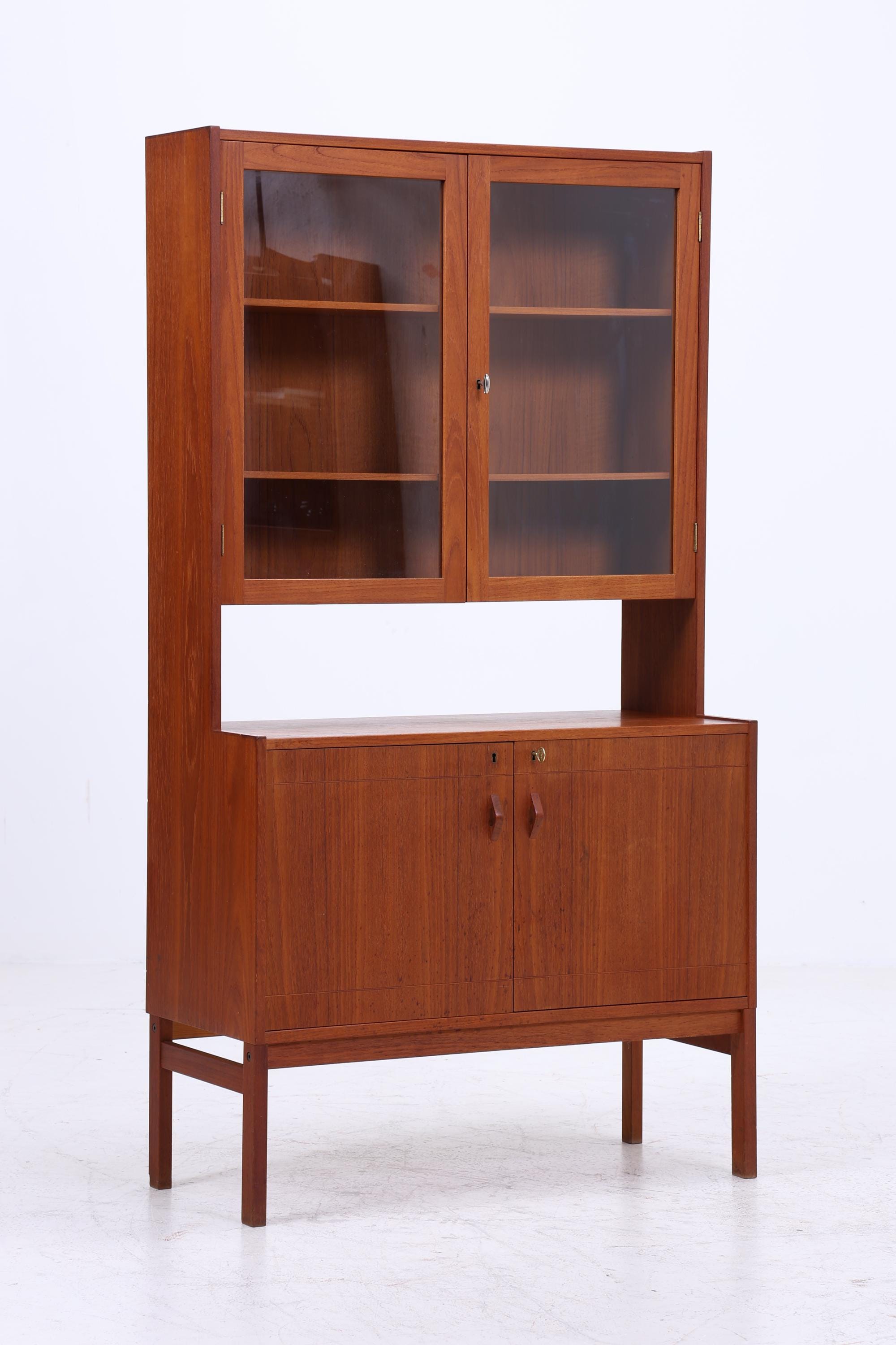 Vintage Teak Vitrine 60er Jahre | Mid Century Schrank Retro Regal Holz Aufbewahrung