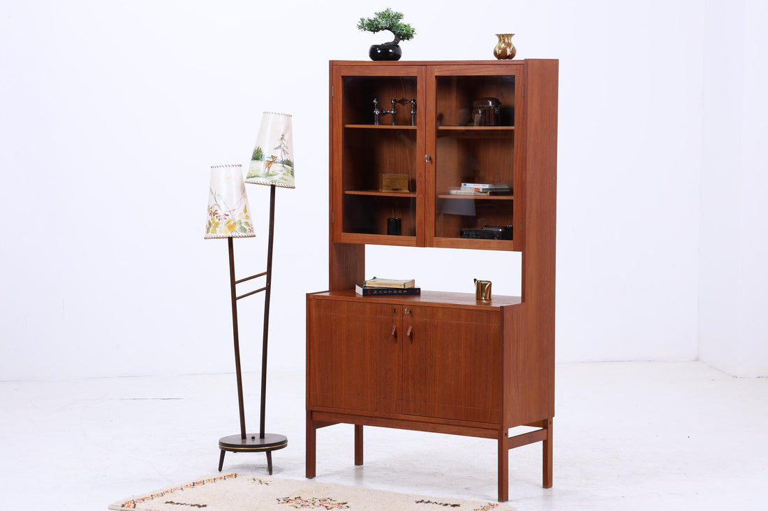 Vintage Teak Vitrine 60er Jahre | Mid Century Schrank Retro Regal Holz Aufbewahrung