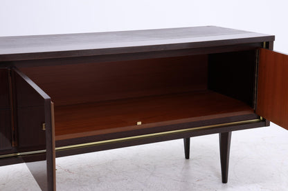 Vintage Hochglanz Lowboard 60er Jahre | Mid Century Sideboard Anrichte mit Schubladen, Fächern Retro Holz Aufbewahrung
