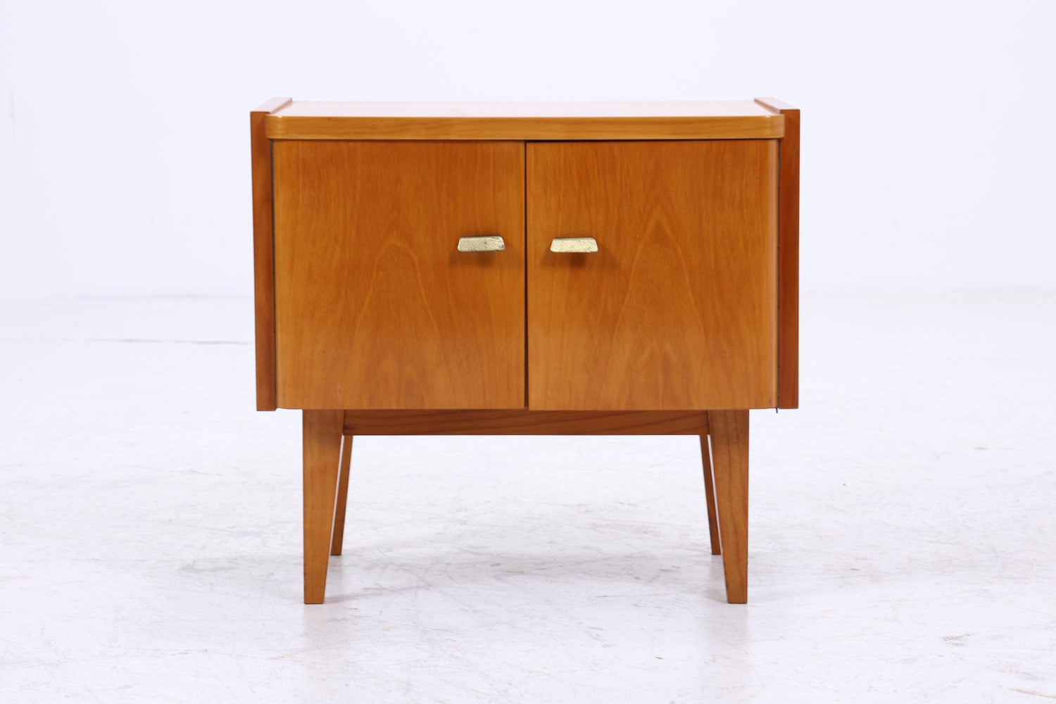 2er Set Vintage Nachttische der 60er | Mid Century Mini Kommode | Stilvolle Holz Aufbewahrung Schlafzimmer Beige