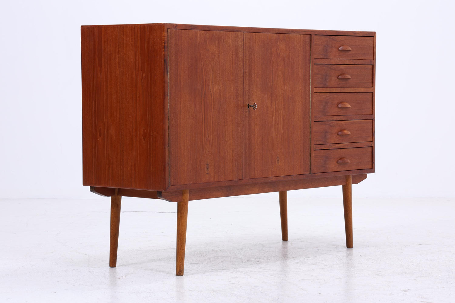 Vintage Teak Sideboard 60er Jahre Danish Design | Mid Century TV Board mit Schubladen &amp; Fächern Retro Holz Aufbewahrung
