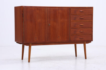 Vintage Teak Sideboard 60er Jahre Danish Design | Mid Century TV Board mit Schubladen &amp; Fächern Retro Holz Aufbewahrung