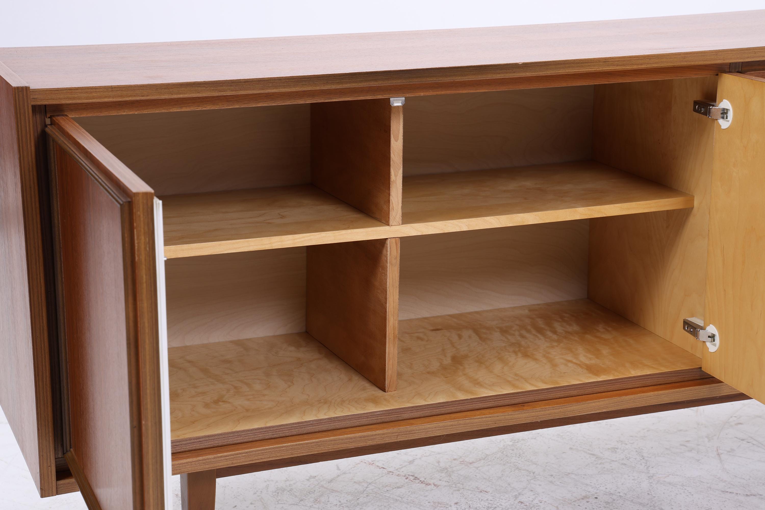 Vintage Teak Sideboard 60er Jahre | Mid Century TV Board mit Schubladen &amp; Fächern Retro Holz Aufbewahrung