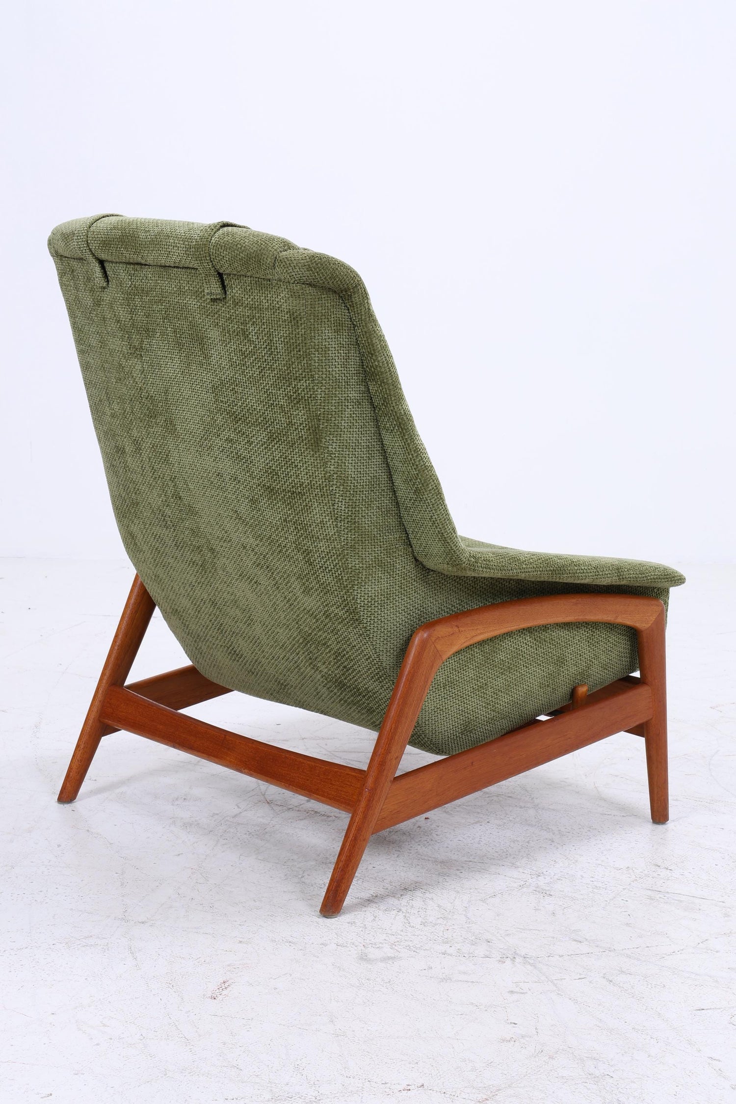 Vintage Teak Sessel von Folke Ohlsson für Dux, Grüner Polstersessel, Schaukel Lounge-Sessel mit Armlehnen, Mid-Century Danish Design