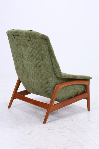 Vintage Teak Sessel von Folke Ohlsson für Dux, Grüner Polstersessel, Schaukel Lounge-Sessel mit Armlehnen, Mid-Century Danish Design