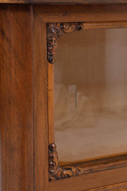 Vintage Kommode mit Glastüren | Antik Vitrine Flur Schrank | Holz Aufbewahrung