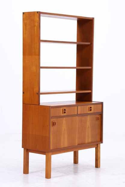 Vintage Teak Regal 60er Jahre | Mid Century Bücherregal mit Schiebetüren &amp; Schubladen Retro Holz Aufbewahrung