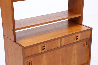 Vintage Teak Regal 60er Jahre | Mid Century Bücherregal mit Schiebetüren &amp; Schubladen Retro Holz Aufbewahrung