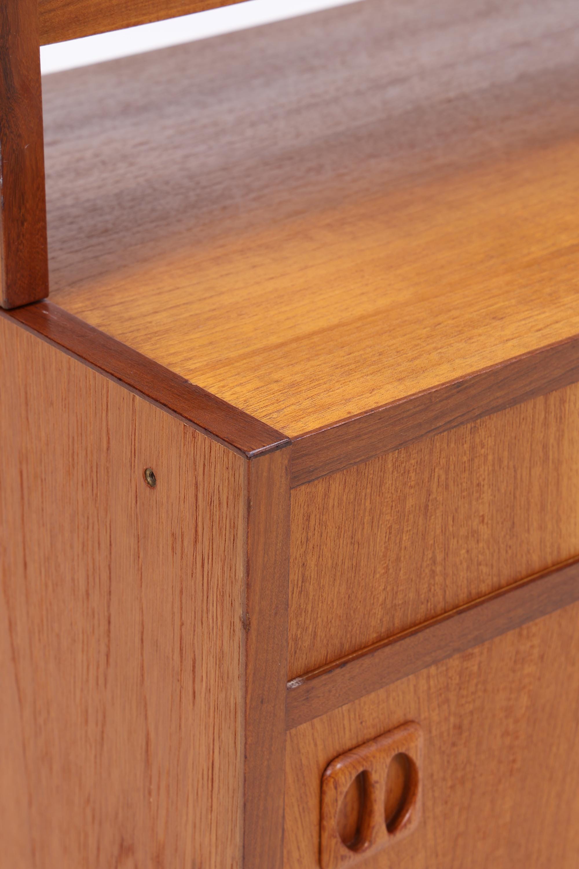 Vintage Teak Regal 60er Jahre | Mid Century Bücherregal mit Schiebetüren &amp; Schubladen Retro Holz Aufbewahrung