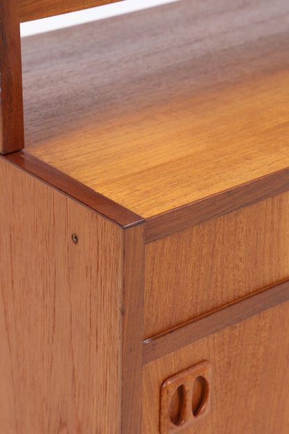 Vintage Teak Regal 60er Jahre | Mid Century Bücherregal mit Schiebetüren &amp; Schubladen Retro Holz Aufbewahrung