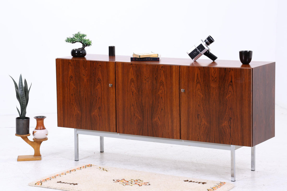 Vintage Sideboard 60er Jahre | Mid Century Schubladen Anrichte Palisander Highboard Holz Aufbewahrung