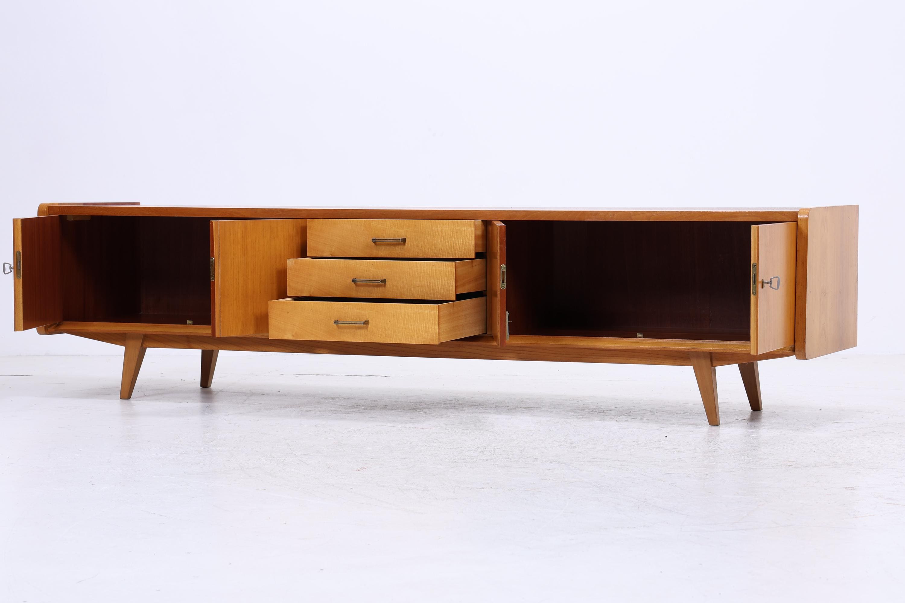 Vintage Lowboard 60er Jahre | Mid Century Sideboard mit Schubladen &amp; Fächern  Retro Holz Aufbewahrung