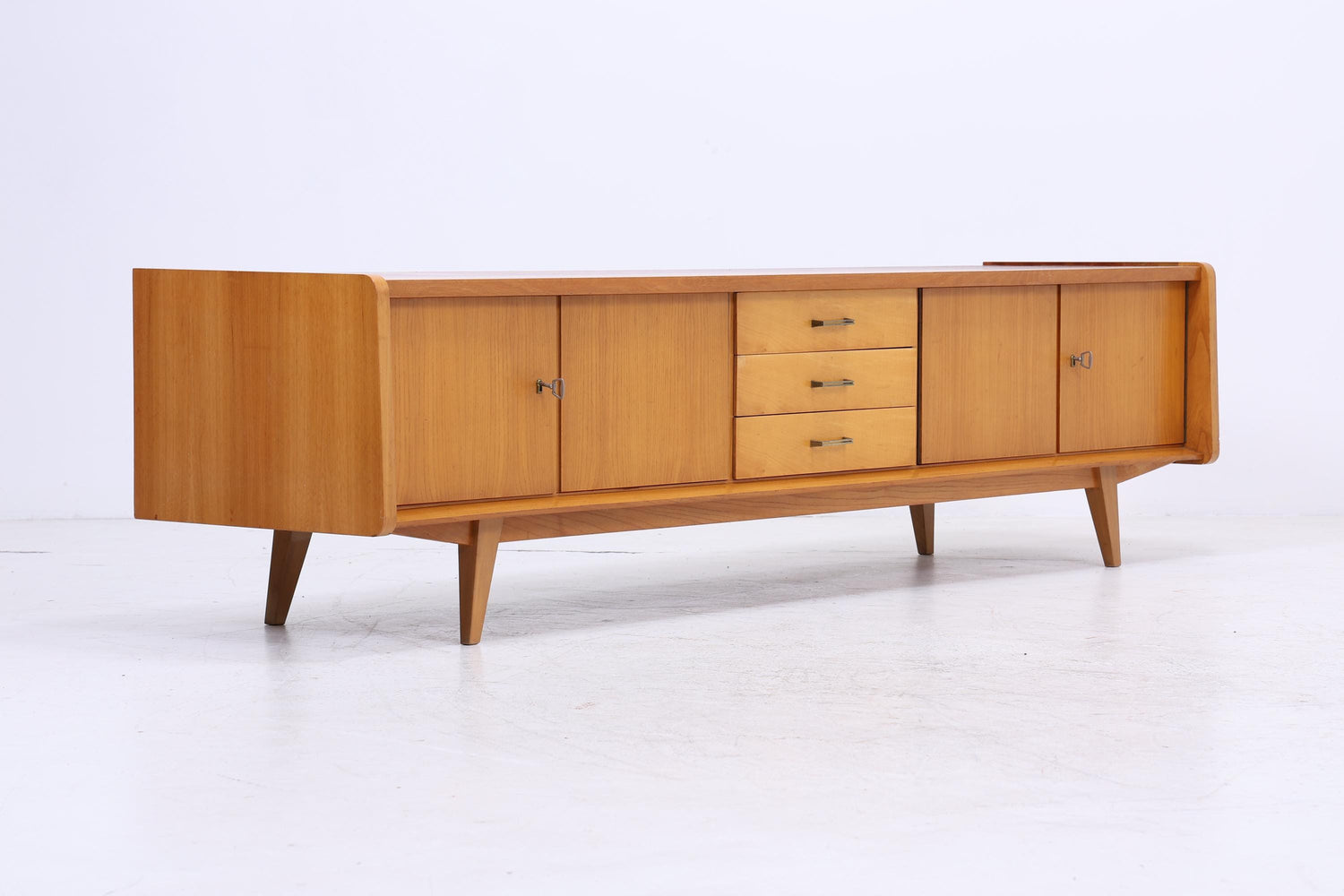 Vintage Lowboard 60er Jahre | Mid Century Sideboard mit Schubladen &amp; Fächern  Retro Holz Aufbewahrung