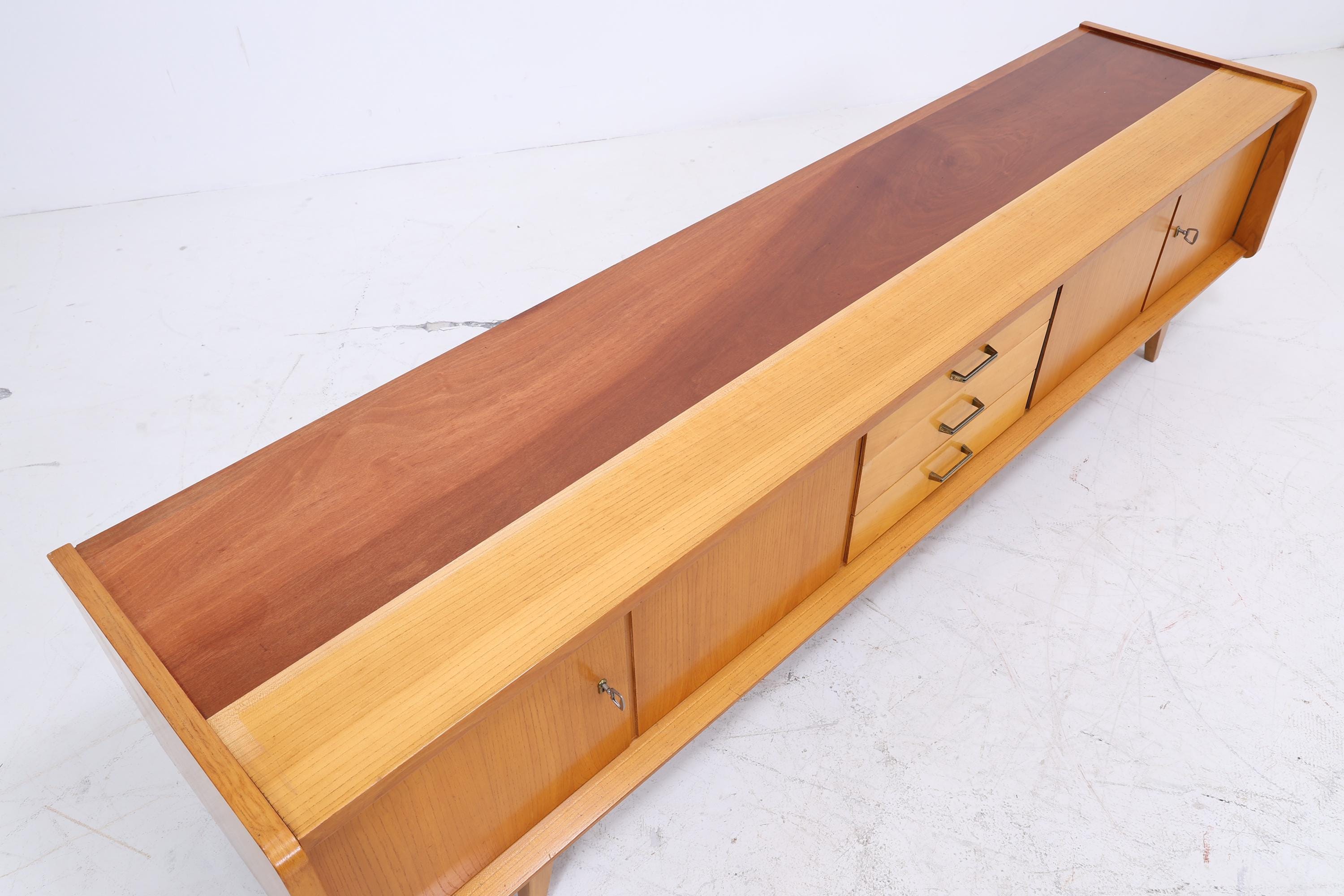 Vintage Lowboard 60er Jahre | Mid Century Sideboard mit Schubladen &amp; Fächern  Retro Holz Aufbewahrung