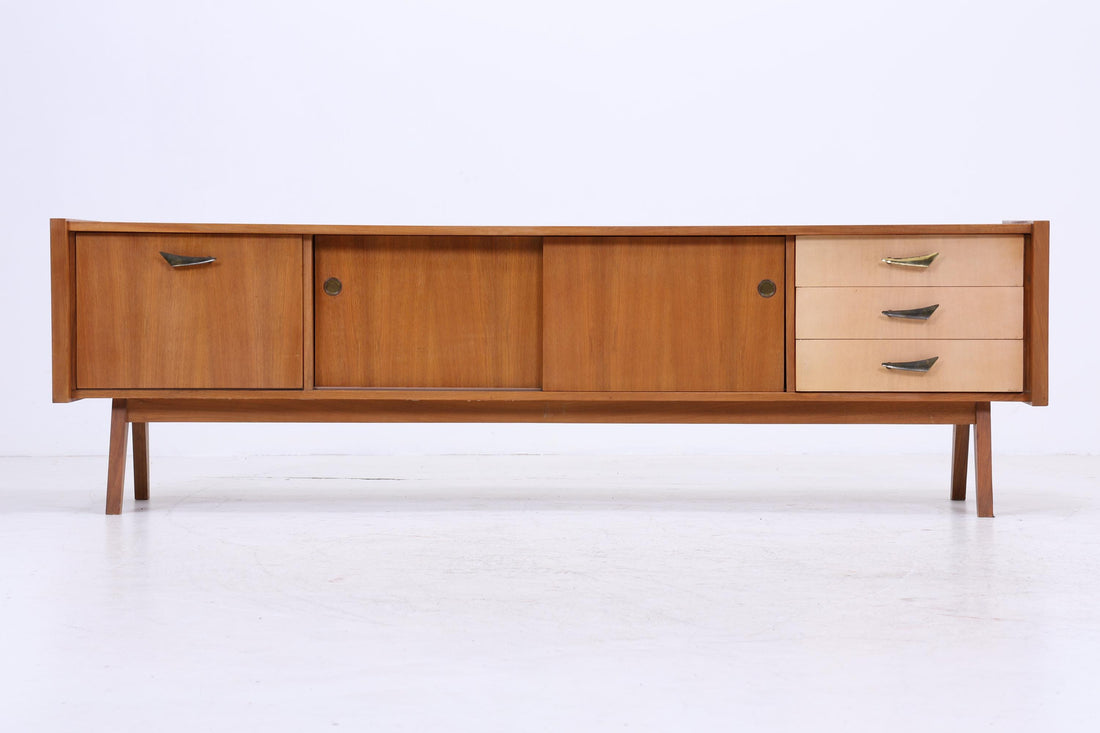 Vintage Lowboard 60er Jahre | Mid Century Sideboard mit Schubladen &amp; Fächern  Retro Holz Aufbewahrung