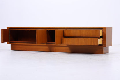 Vintage Teak Lowboard 60er Jahre | Mid Century Sideboard mit Schubladen &amp; Fächern Holz Aufbewahrung