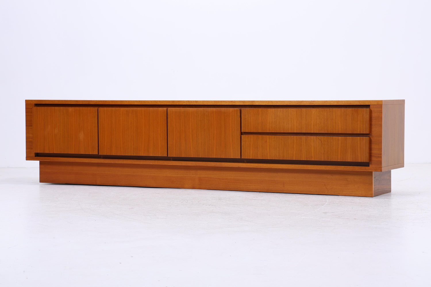 Vintage Teak Lowboard 60er Jahre | Mid Century Sideboard mit Schubladen &amp; Fächern Holz Aufbewahrung