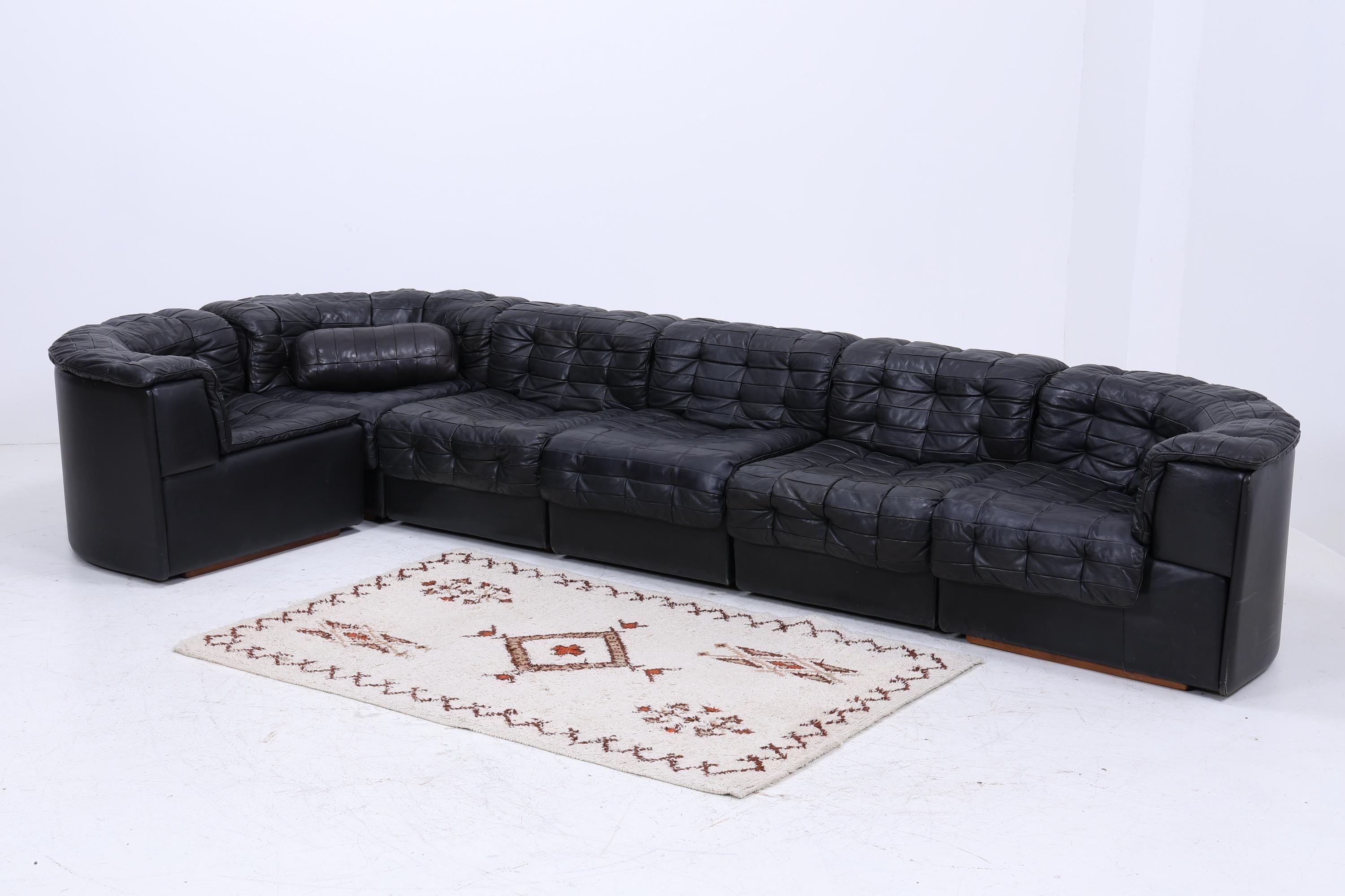 Desede DS11 Vintage Modular Leder Sofa | Mid Century Couch Lounge Schwarz Retro 60er