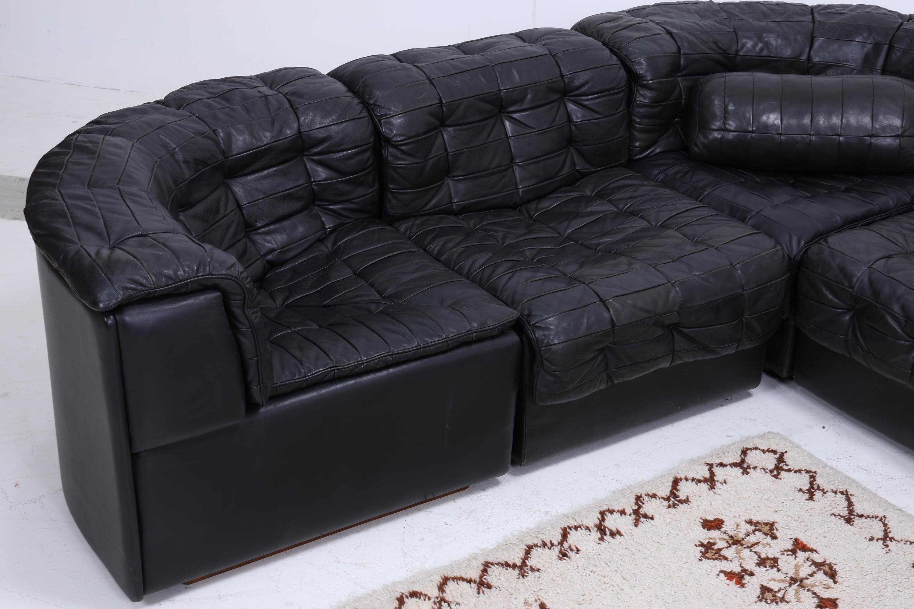 Desede DS11 Vintage Modular Leder Sofa | Mid Century Couch Lounge Schwarz Retro 60er