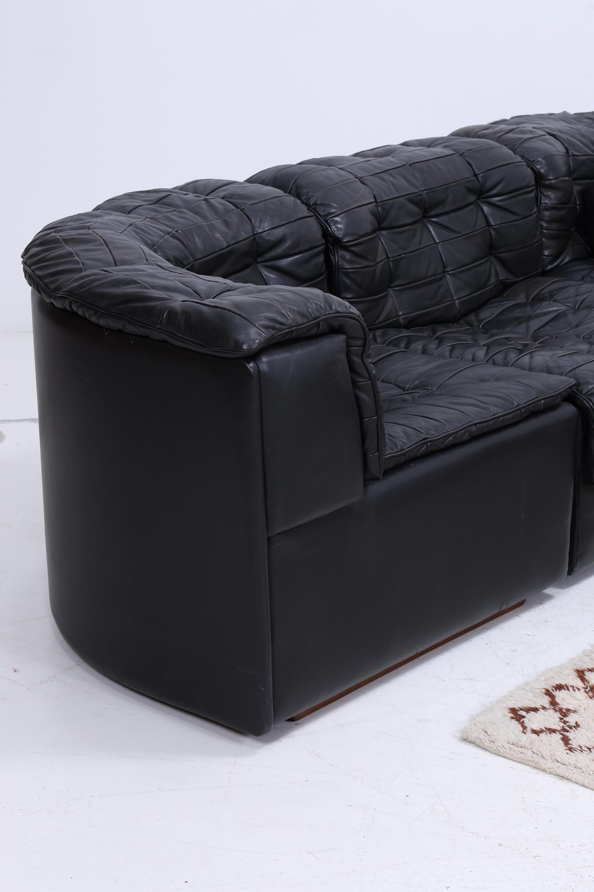 Desede DS11 Vintage Modular Leder Sofa | Mid Century Couch Lounge Schwarz Retro 60er