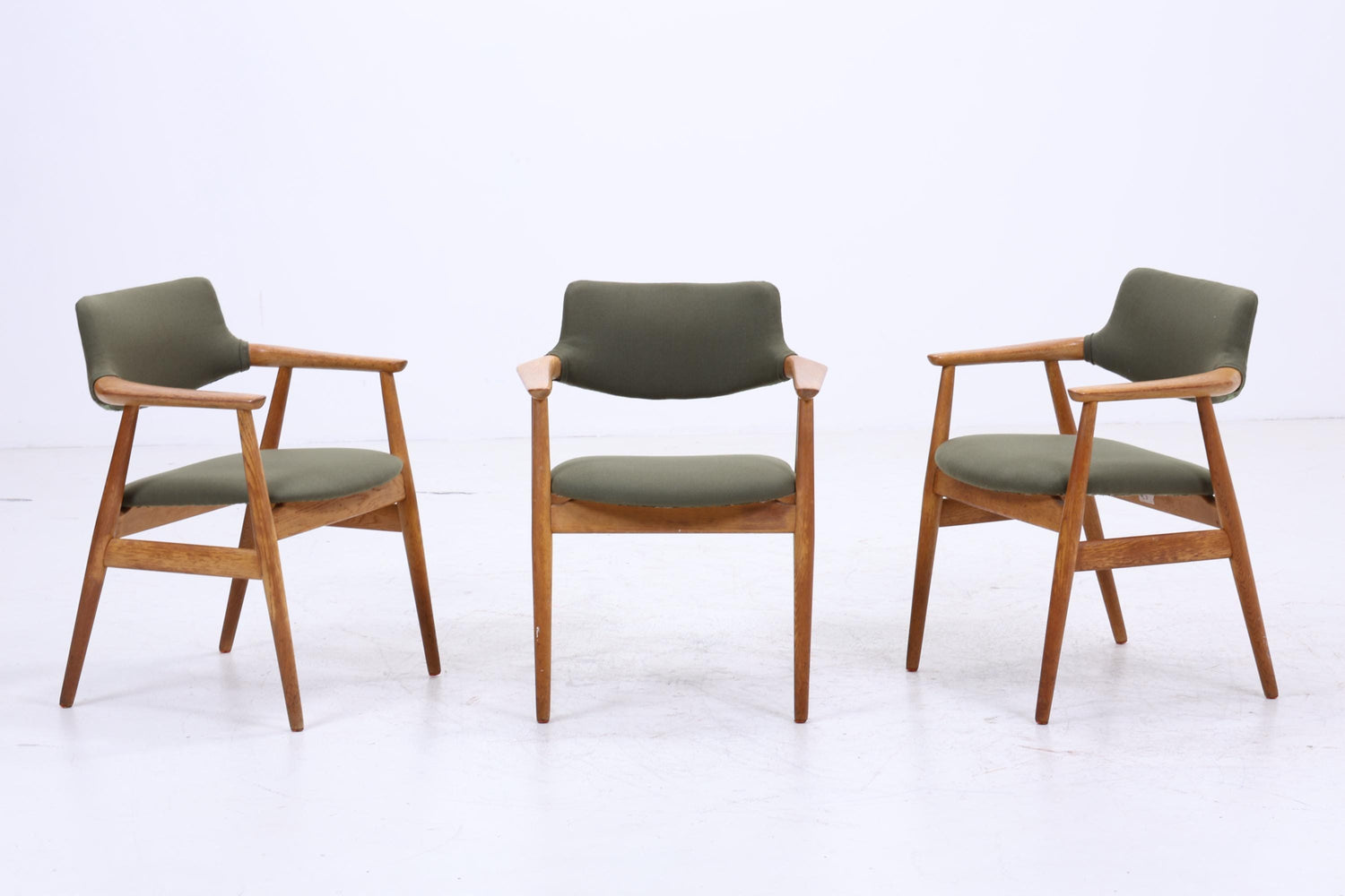3er Set Eiche Stühle von Erik Kirkegaard für Glostrup  | Mid Century Designklassiker | Vintage Stuhl | Retro Stuhl Grün
