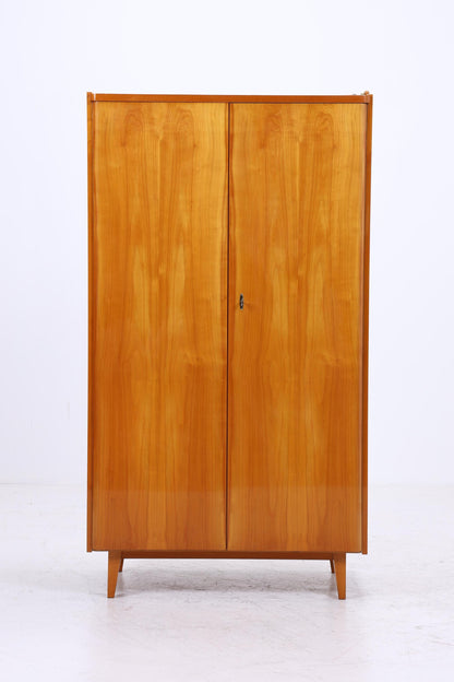 Vintage Kleiderschrank | Mid Century Hochglanz Wäscheschrank | 60er Jahre Schrank | mit Kleiderstange